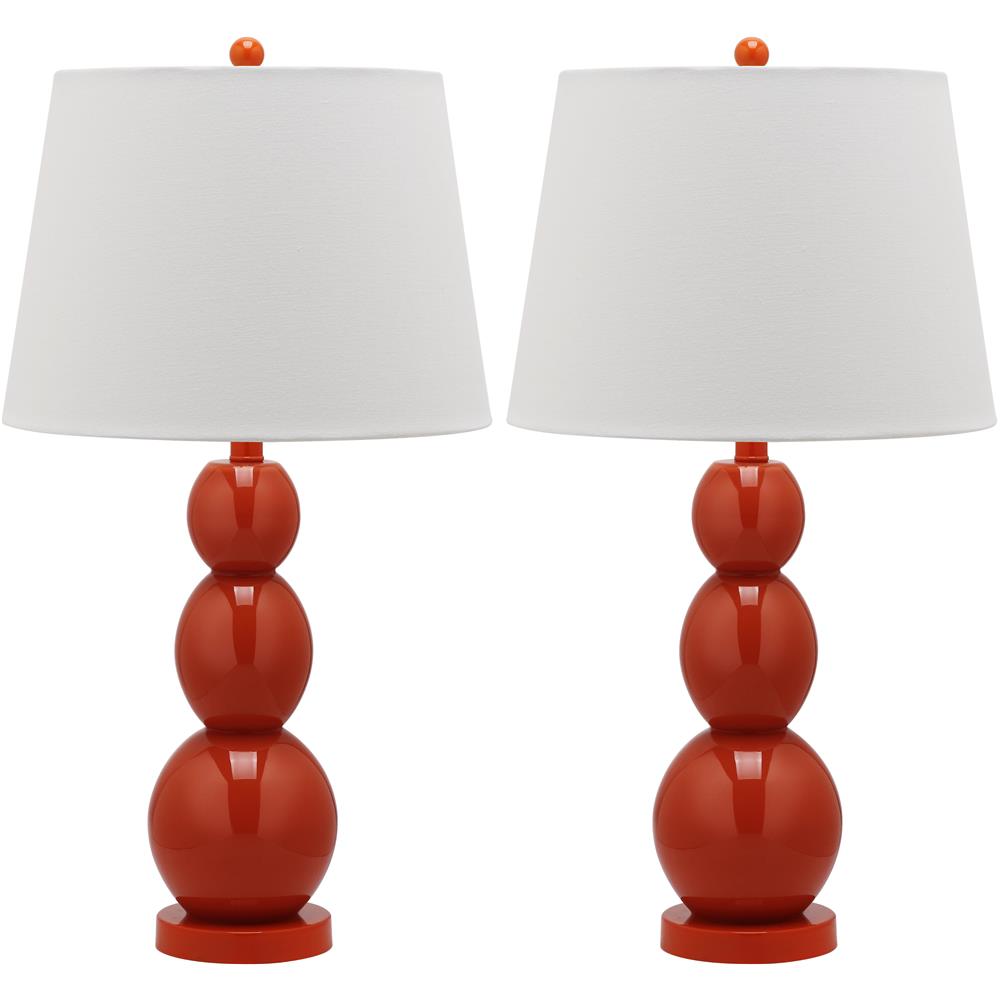 Safavieh LIT4089D JAYNE THREE SPHERE GLASS (SET OF 2) Orange BASE AND NECK TABLE LAMP
